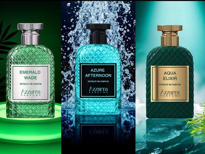 AZZURRA Parfums Ultimate Trio Bundle - 3.4oz/100ml Each - Unisex Fresh & Clean Scents - Aqua Elixir, Emerald Wade, Afternoon Azure - Eco-Friendly & Versatile Fragrances